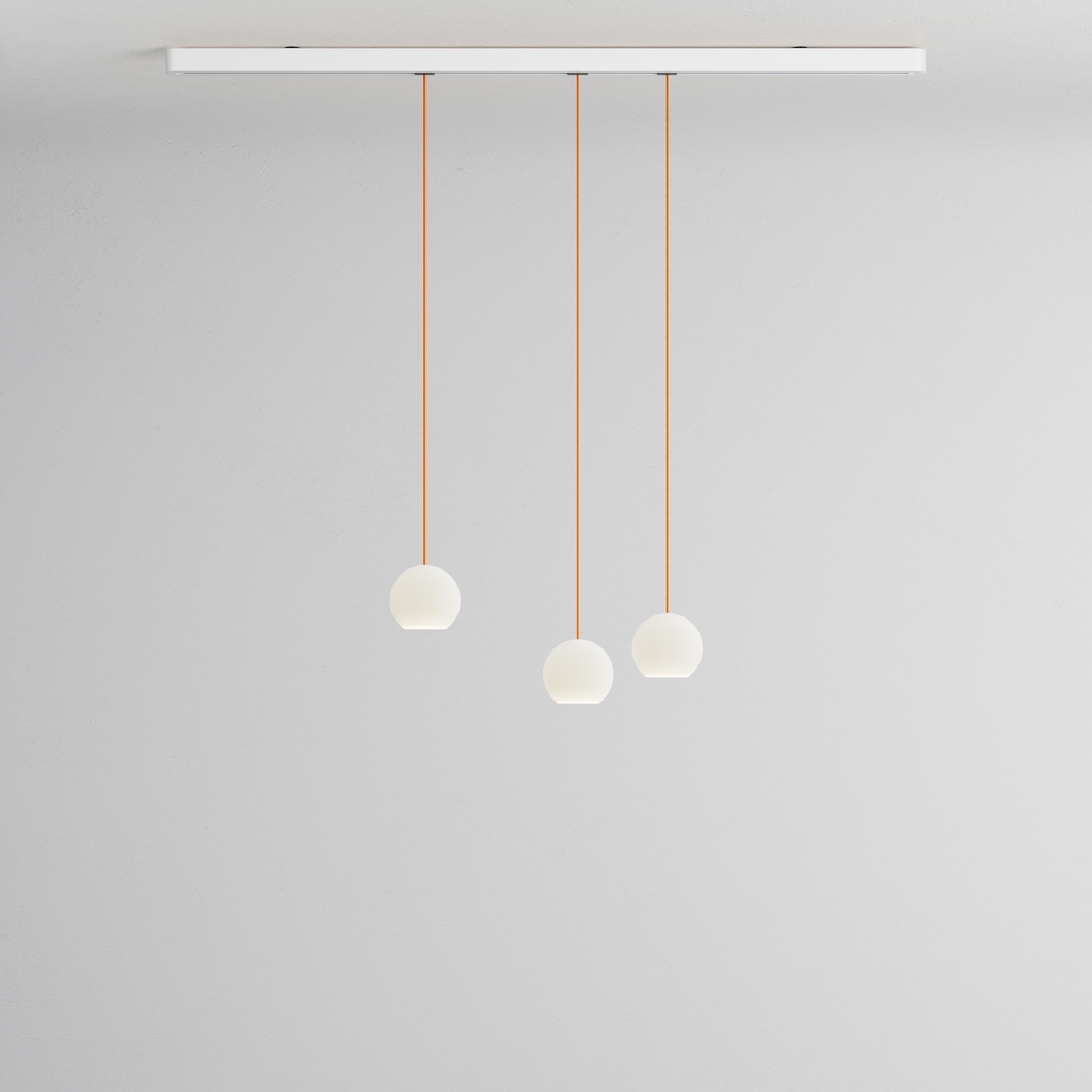 [KO3S-12-S150] KOS Trio Small (Kabel Edelstahl, Standardhöhe, Schiene 150cm, Weiss Matt)
