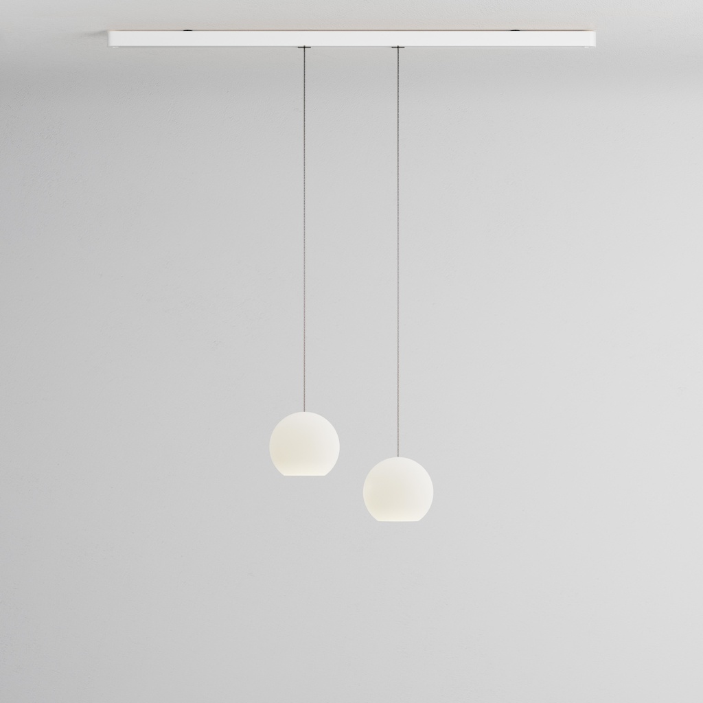 [KO2L-12-S150] KOS Duo Large (Kabel Edelstahl, Standardhöhe, Schiene 150cm, Weiss Matt)
