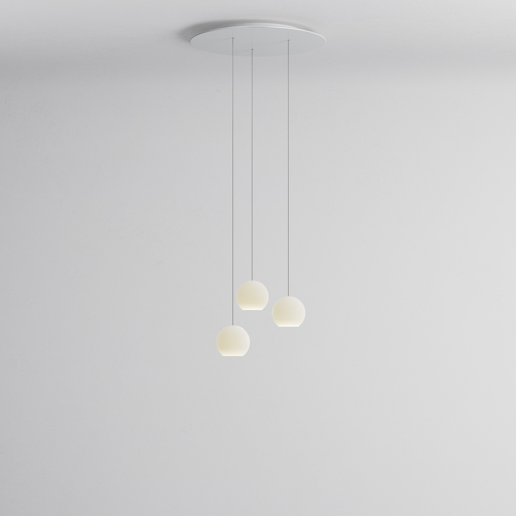 [KO3S-12-R60] KOS Trio Small Baldachin Rund (Kabel Edelstahl, Standardhöhe, Weiss Matt)