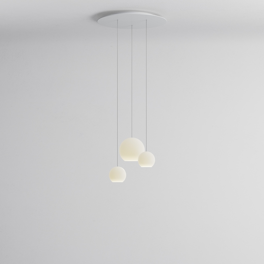 [KO3SL-12-R60] KOS Trio SL Baldachin Rund (Kabel Edelstahl, Standardhöhe, Weiss Matt)